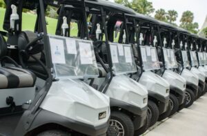 Row of golf carts